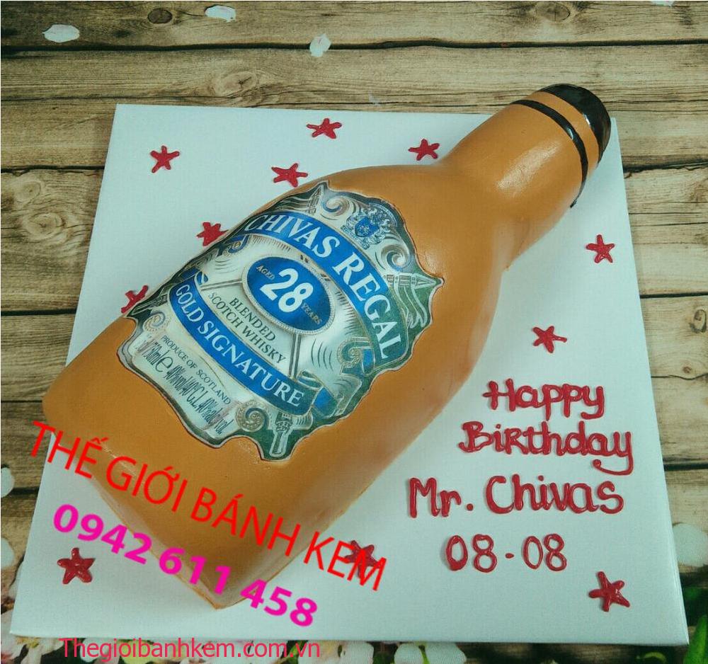 Bánh kem sinh nhật chai rượu Chivas mã B5204